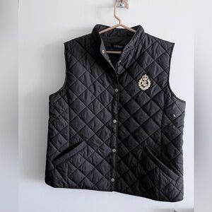Lauren Ralph Lauren Women’s Crest Logo Diamond Quilted Vest Black Size L NEW
